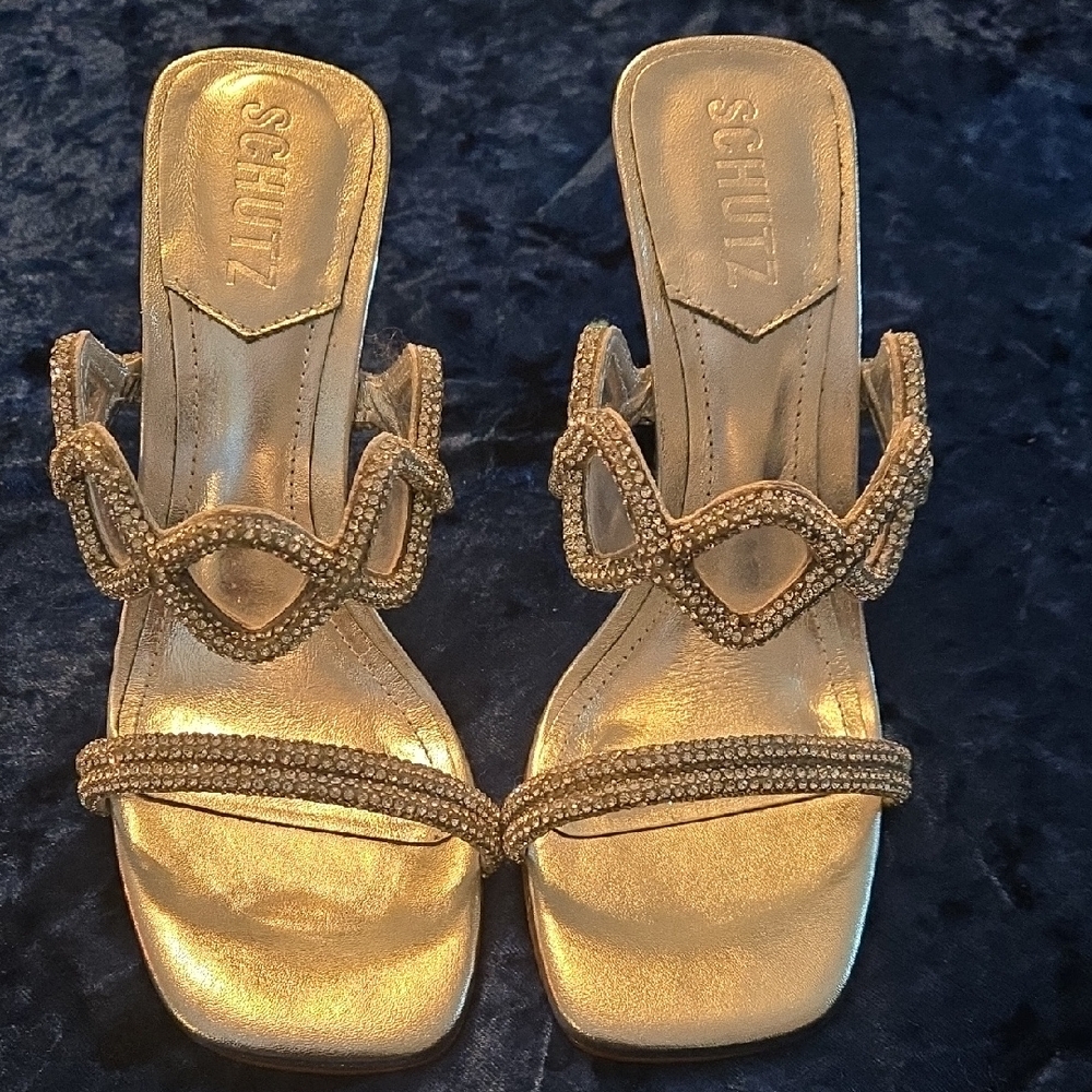 Like New Schutz Women's SilverArabella Glam Embellished Sandals Size 5 - Picture 2 of 8